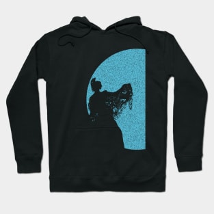 Spanish Maja Silhouette On A distressed Light Blue Moon Background Hoodie